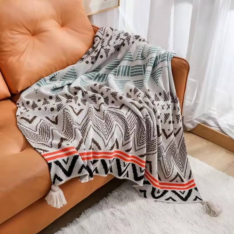 Bohemian-Style Cotton Throw & Blanket