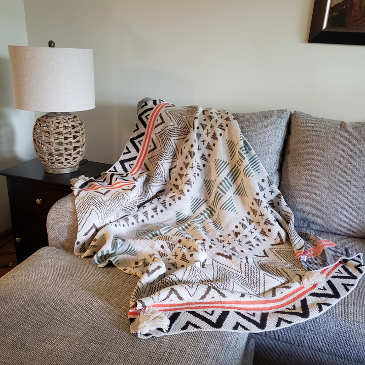 Bohemian-Style Cotton Throw & Blanket