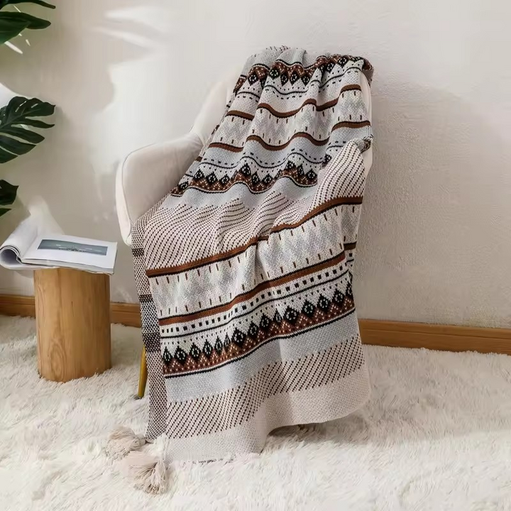 Bohemian-Style Cotton Throw & Blanket